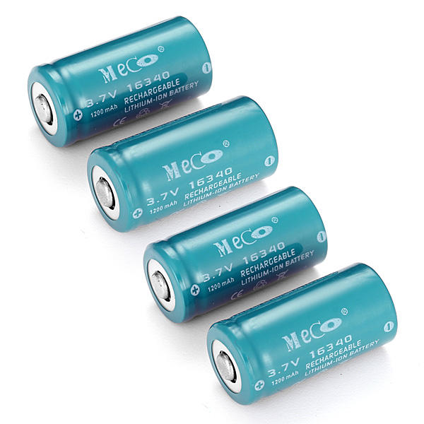 8PCS MECO 3.7v 1200mAh Reachargeable CR123A/16340 Li-ion Battery