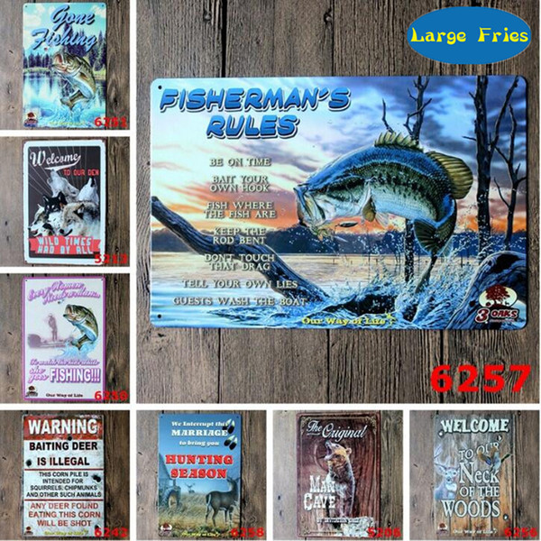 lf metal tin sign hunting fishing advertising bar pub home vintage retro poster size 8"x12 20x30cm
