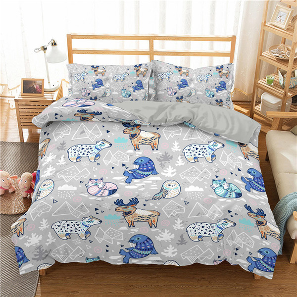 ZEIMON 3D Duvet Cover Set Cartoon Animals Bedding Set With Pillowcase Ployester Home Textiles Queen King Size Bed Clothes