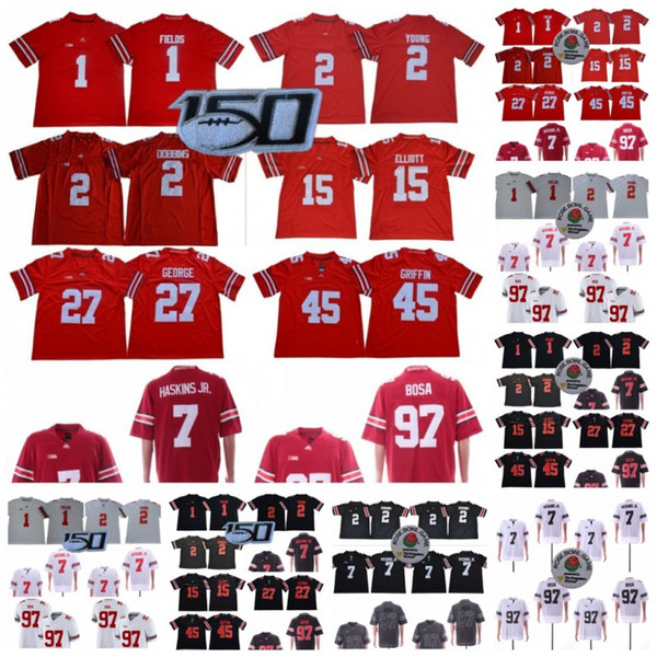 150 TH Ohio State Buckeyes 1 Justin Fields 2 Chase Young 7 Dwayne Haskins Jr 45 Archie Griffin 97 Nick Bosa 15 Elliott NCAA Football Jerseys