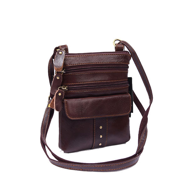 Genuine Leather Multi-pocket Shoulder Bag For Men