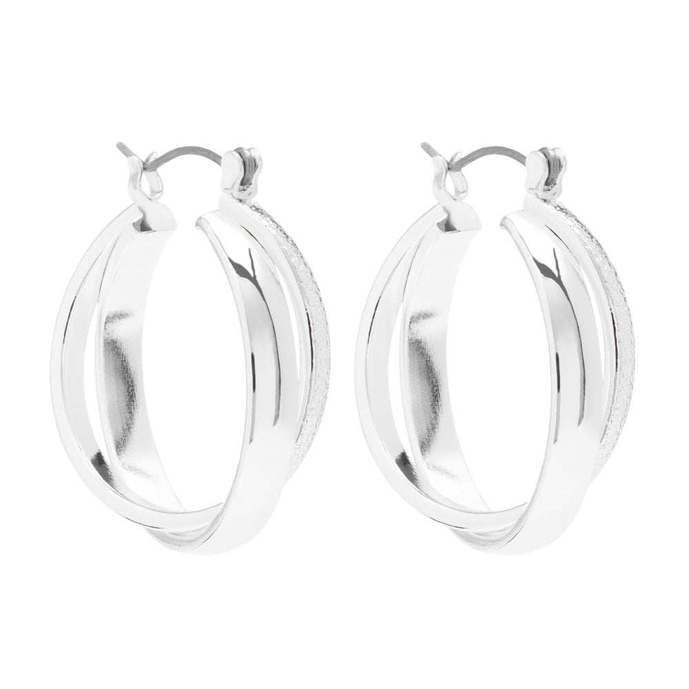 Silver Plated Crossover Polish Hoop Earring