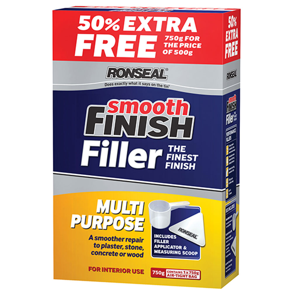 Ronseal Smooth Finish Multi Purpose Powder Filler 500g + 50 Percent