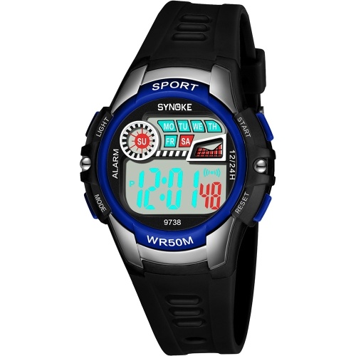 SYNOKE 9738 reloj infantil reloj deportivo alarma luminosa digital impermeable reloj de pulsera para niños reloj