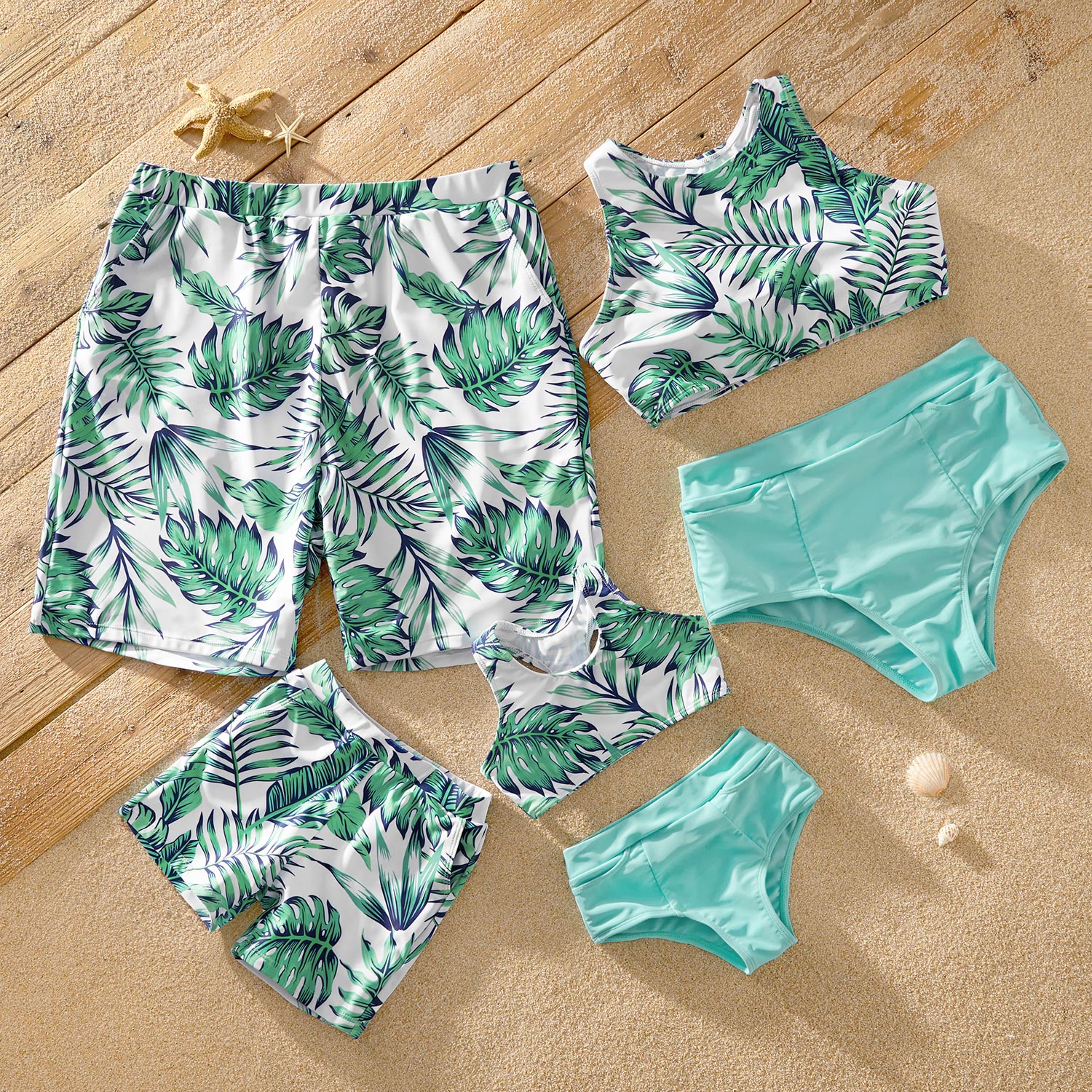Tankini Tropical Plant Print Matching Swimsuits