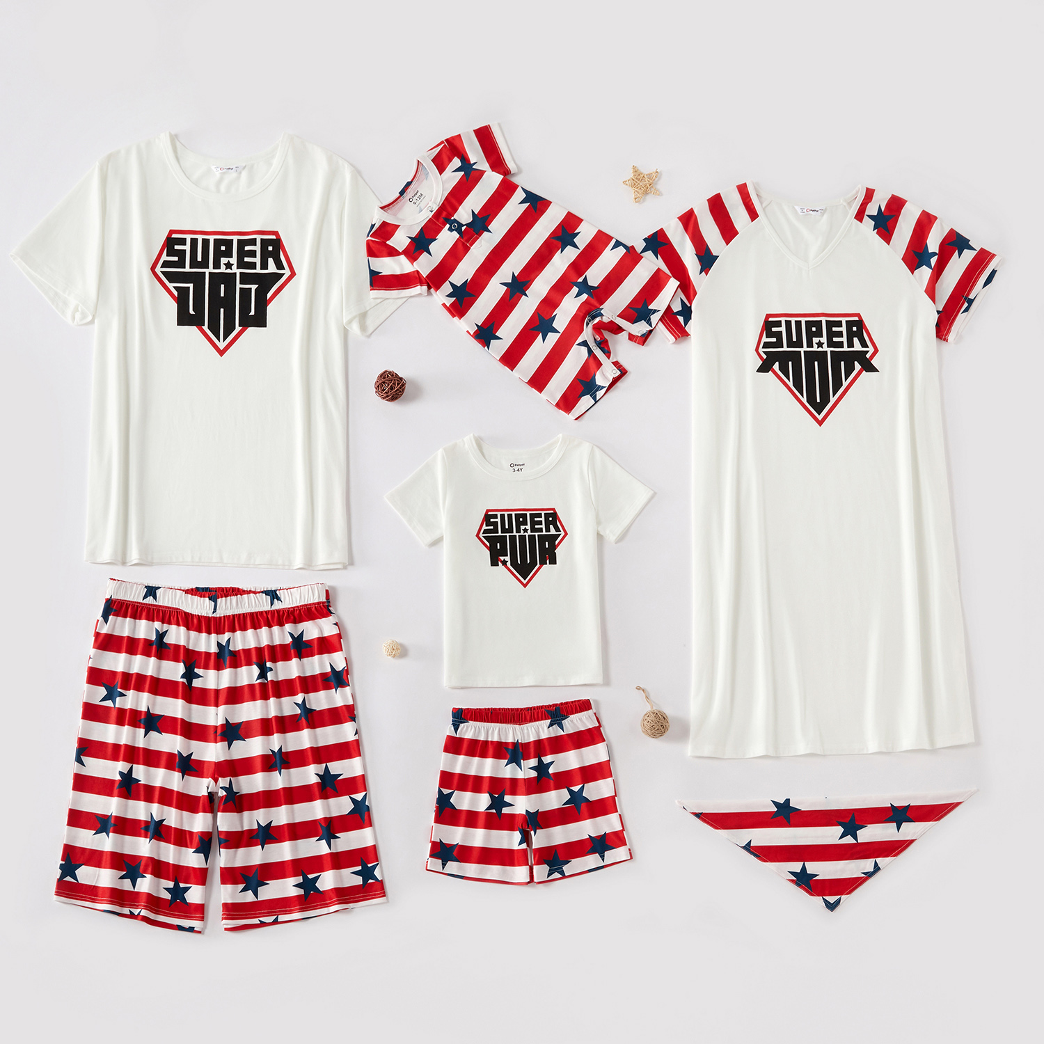 Star Stripe Print Super Family Matching Pajamas