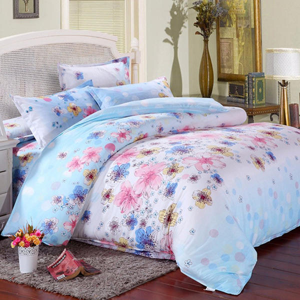 3 Or 4pcs Flower Paint Printing Bedding Sets Pillowcase Quilt Duvet Cover Twin Full Queen Size
