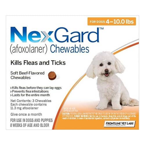 Nexgard Chewables For Small Dogs 4-10lbs (Orange) 11mg 6 Chews