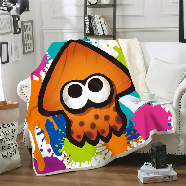 Game Splatoon Octopus Blanket Colorful Printing 3D Double Layer Sofa Travel Throw Blankets Boy Girl Bedding Plush Quilt