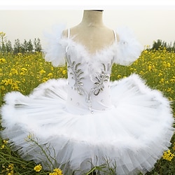 Kids' Dancewear Ballet Dress Feathers / Fur Glitter Crystals / Rhinestones Girls' Training Performance Spandex Lightinthebox
