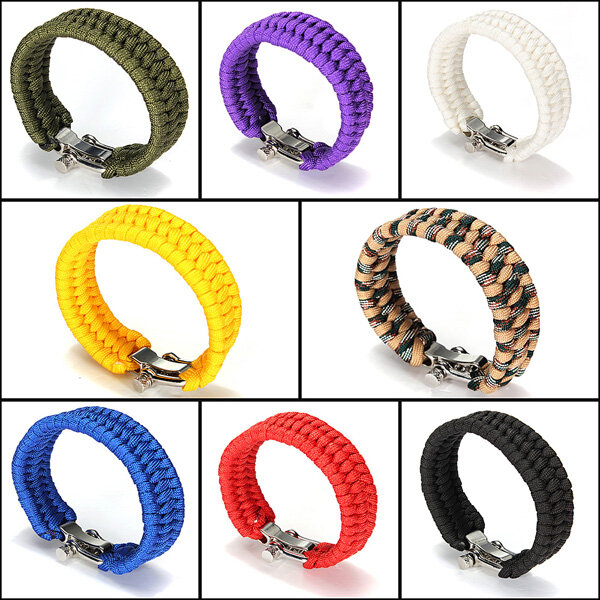7 Strands ParaCord Bracelet String Cord Hand Ring With Quick Release Shackle Buckle For Survival