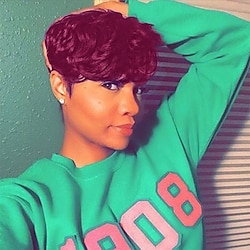 Short Pixie Cut Wigs for Black Women Natual Black Curly Pixie Wigs with Bangs Short Wigs Synthetic Hair Wigs Short Curly Layered Pixie Wig for Women Lightinthebox