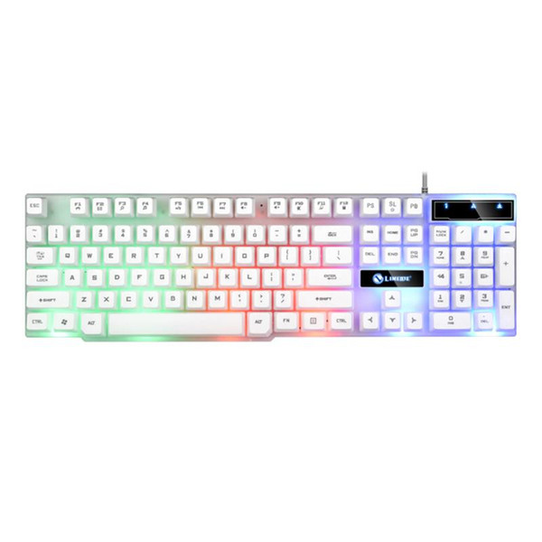 led rainbow backlit home office splash proof gaming mouse 104 key replacement parts wired usb universal non slip keyboard set