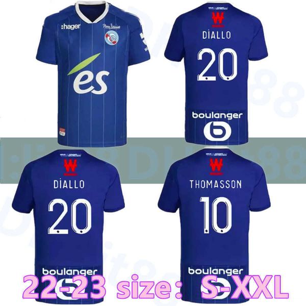 22 23 RC Strasbourg Alsace soccer jerseys maillot de foot home blue 2022 2023 AHOLOU THOMASSON LiEnard Diallo DJIKU AJORQUE Gameiro football