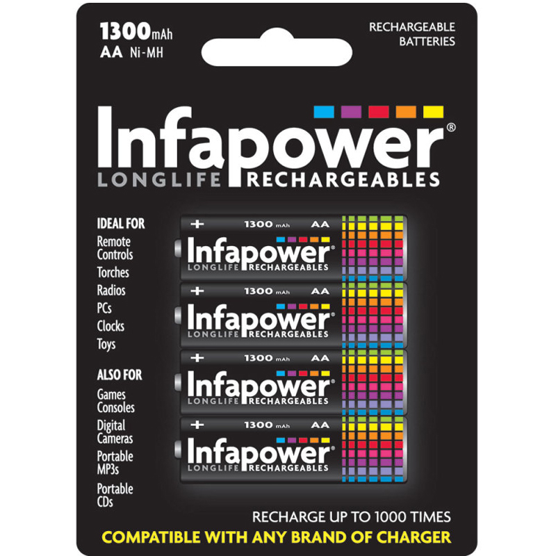 Infapower 1300mAh AA Longlife Wiederaufladbare Batterien - 4er Pack