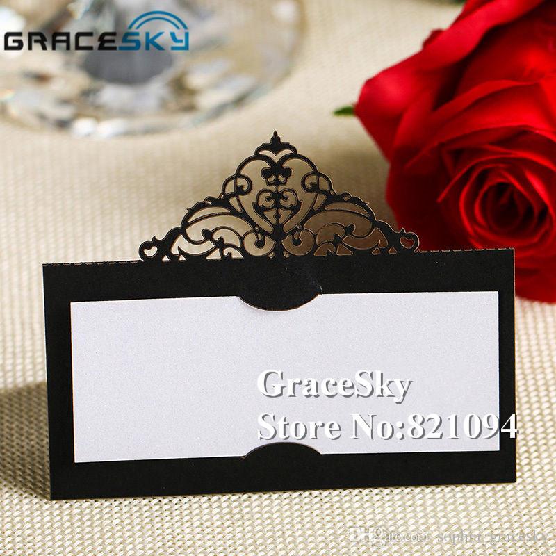50pcs/lot Free Shipping New Wedding Laser Cutting Crwon Design Paper Place Seat Name Invitation Card for Weddding Birthday Party Table Decor
