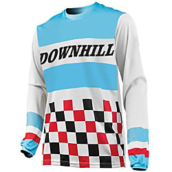 21Grams Men's Long Sleeve Downhill Jersey Spandex Blue / White Bike Jersey Top Mountain Bike MTB Road Bike Cycling UV Resistant Quick Dry Sports Clothing Apparel / Athletic