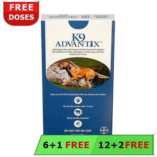 K9 Advantix Extra Large Dogs Over 55 Lbs (Blue) 6 + 1 Free