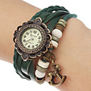 Women's Hobbyhorse Pendant Flower Case Leather Band Quartz Analog Bracelet Watch (Assorted Colors)