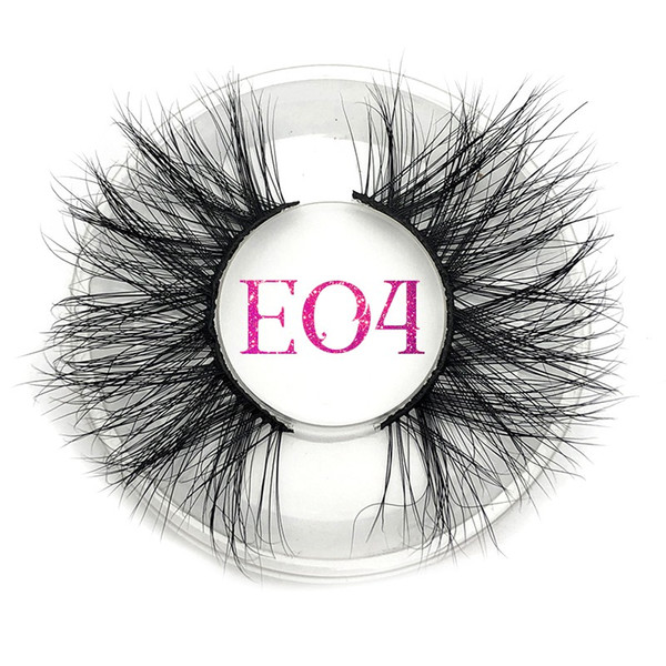 Mikiwi 25mm False Eyelashes E04 Thick Strip 25mm 3D Mink Lashes Custom Packaging Label Makeup Dramatic Long25MM Mink Lashes