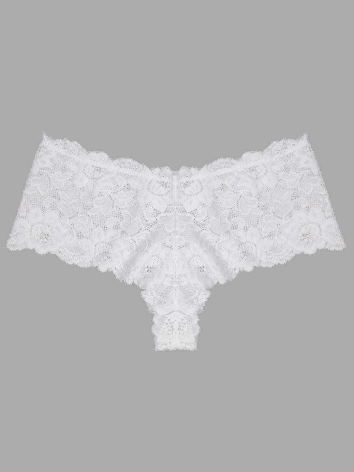 Plus Size Weiß Scalloped Trim Floral Lace Panty