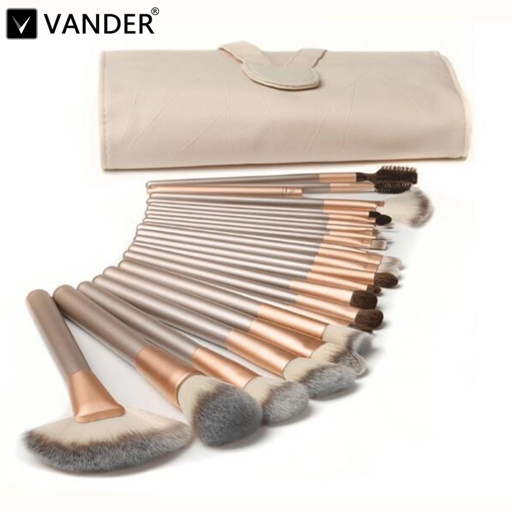 Vander 12 18 24pcs Luxury Professional Makeup Brushes Set Cosmetic Toiletry Kits Foundation Powder Concealer Blending Champagne
