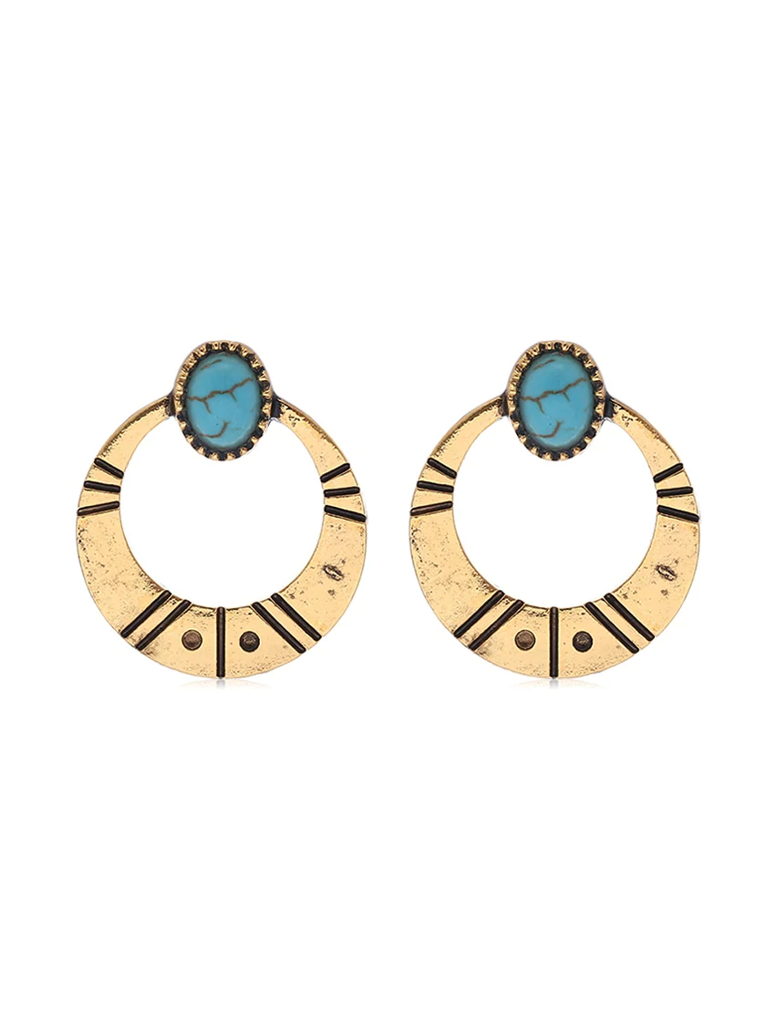 Simple Turquoise Circle Earrings