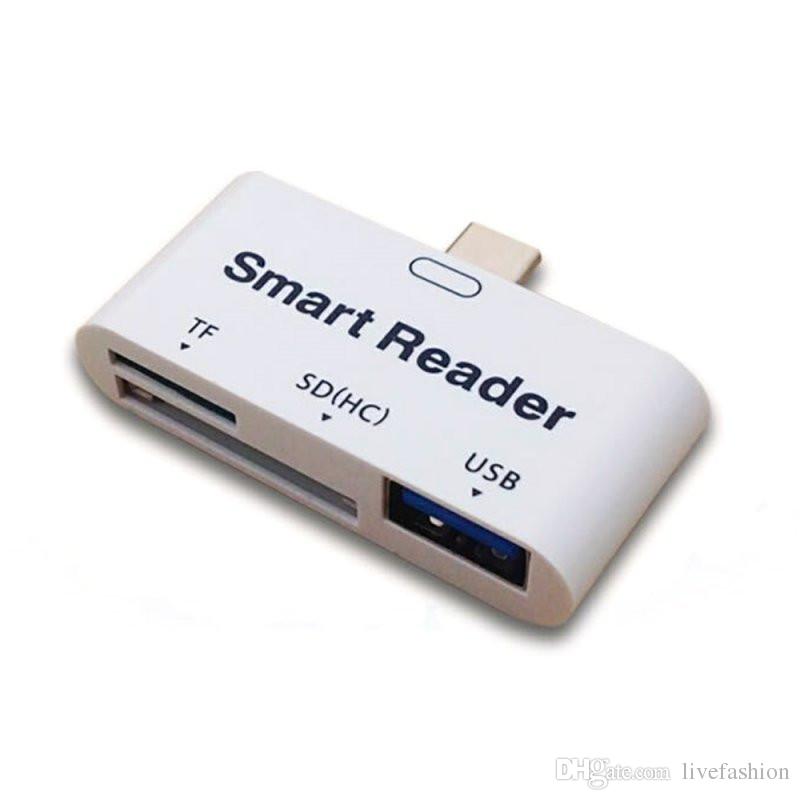 Faster Speed 3 in 1 Memory External Smart Reader Card Micro Phone USB Portable Data Transfer Card Cellphone Reader Adapter