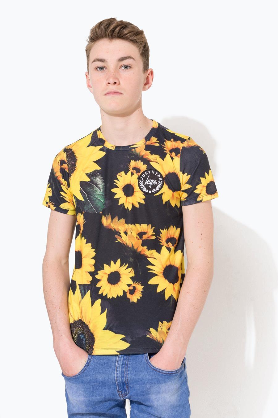 Hype Black Sunflower Crest Kids T-Shirt | Size 13