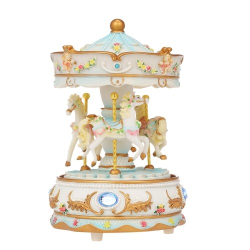 Mini Carousel Clockwork Castle in the Sky Music Box Colorful LED