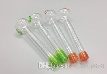 cheap hot sale Glass Oil Burner Pipe mini Smoking Hand Pipes galss tube 10cm Thick Glass Pipe Oil Colorful Pipe Free Shipping