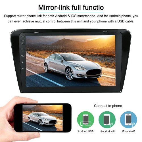Android 7.1 System GPS Navigation 10.1 Inch Full HD 1080P Touchscreen 2 Din Car Stereo MP5 MP3 Player  For Skoda Octavia Stereo BT In-dash Navigation Supports for MirrorLink AUX SD/USB FM/AM Car Multimedia Player