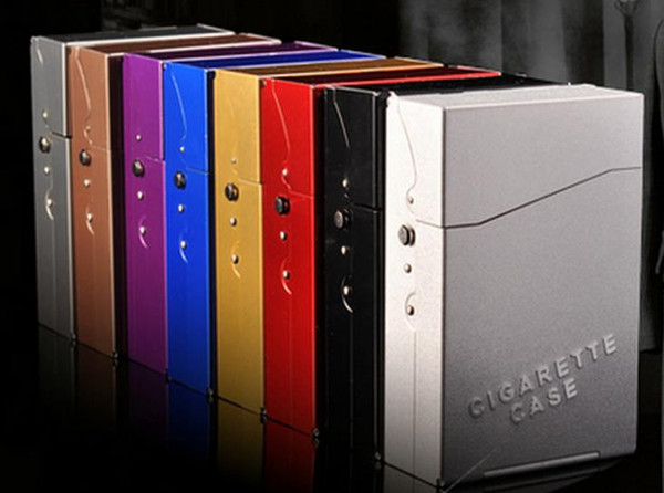 DH-7708 aluminum cigarette case, 20 with a key to automatically flip, glass hookah accessories,Color random delivery