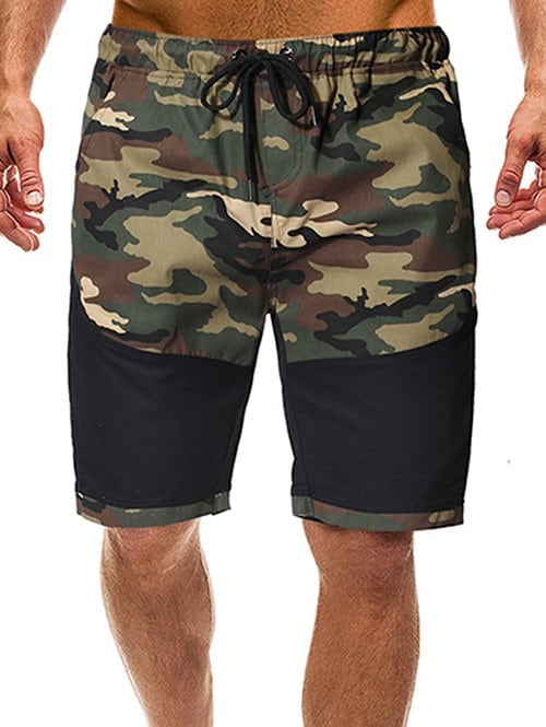 Camouflage Print Splicing Casual Shorts