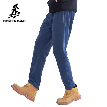 Pioneer Camp US Size Fleece Warm Pants Men Brand Clothing Solid Autumn Winter Casual Trousers Male Soft Straight AZZ801372Y