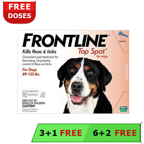 Frontline Top Spot Extra Large Dogs 89-132lbs (Red) 6 + 2 Free Pipette