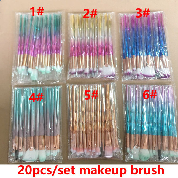 diamond makeup brushes 20pcs set powder brush kits face eye brush puff batch colorfulbrushes foundation brushes beauty cosmetics in stock