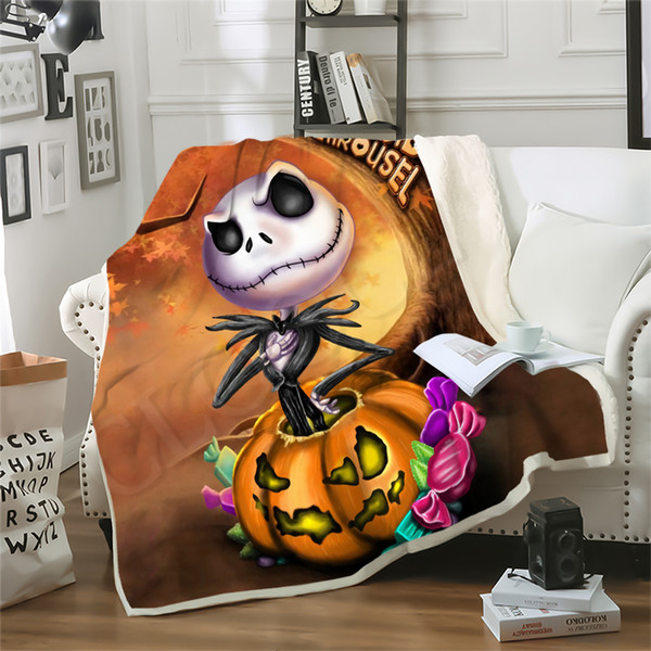 Jack Skellington 3D Print Double Layer Blanket The Nightmare Before Cute Style Blanket Sofa Travel Throw Blankets Teens Bedding Plush Quilt