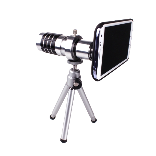Universal 12X Zoom Phone Telephoto Camera Lens with Case Cover Kit Tripod
