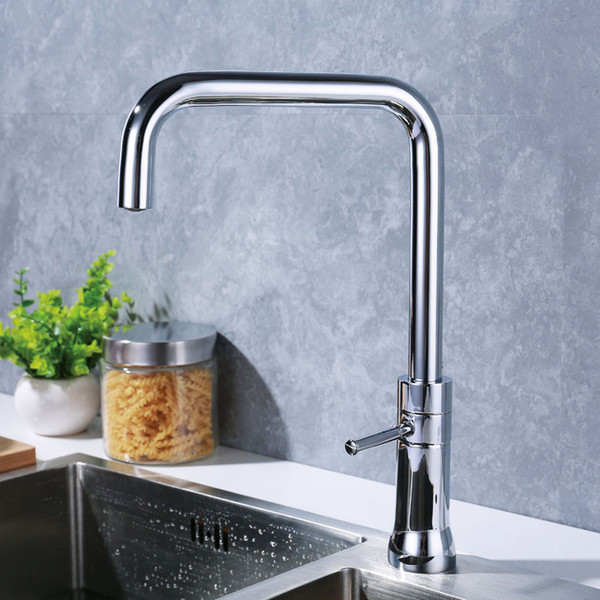 chrome plated brass kitchen faucets cold and water mixers rotation handle deck mounted kitchen tap