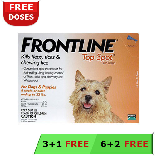 Frontline Top Spot Small Dogs 0-22 Lbs (Orange) 6 + 2 Free Pipette
