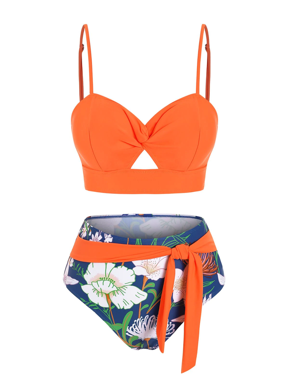 Twist Floral Print Knotted Bikini Swimwear