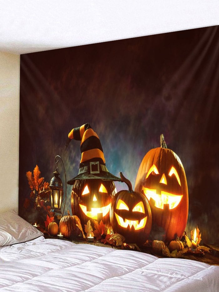 Evil Halloween Pumpkin Printed Tapestry Wall Art Decoration