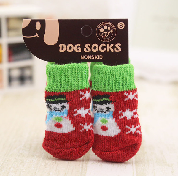 4pcs Warm Puppy Dog Shoes Soft Acrylic Pet Knits Socks Cute Cartoon Anti Slip Skid Socks For Small Dogs Pet Products