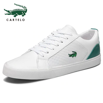 CARTELO 2019 New Casual Shoes Men Leather Flat Shoes Lace-up Low Top Sneakers Tenis Masculino