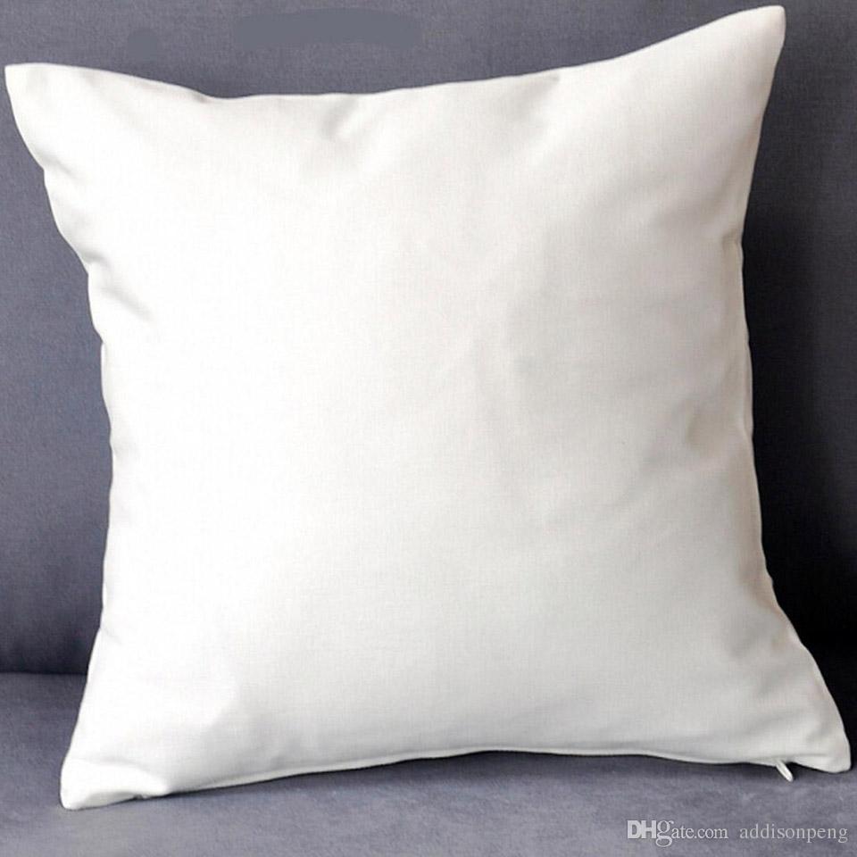 50pcs/lot plain white color pure cotton twill cushion cover with hidden zip for custom/DIY print blank cotton pillow cover any color