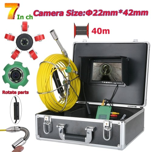 Cámara de video de inspección de tubería de 7 pulgadas y 22 mm 40M IP68