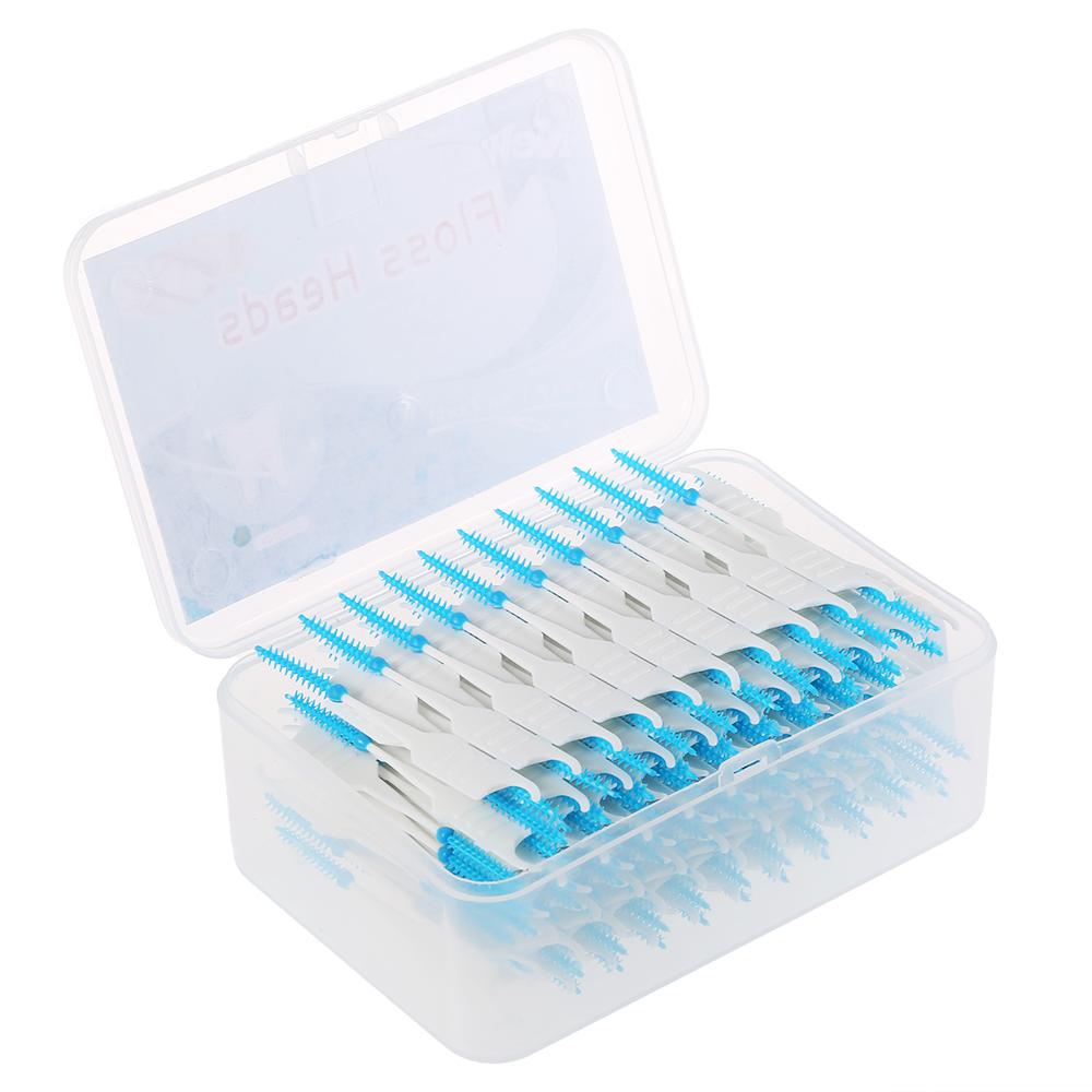 600Pcs/3 Box Soft Silicone Dental Floss Interdental Brush Disposable Teeth Stick Toothpicks Floss Tooth Pick Oral Care Brush Clean