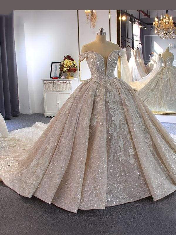 Luxury Beading Vintage Ball Gown Wedding Dresses 2020
