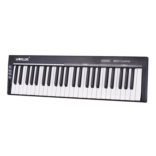 WORLDE KS49C-A 49-Key USB MIDI Keyboard Controller Built-in Sound Source with 6.35mm Pedal Jack MIDI Out